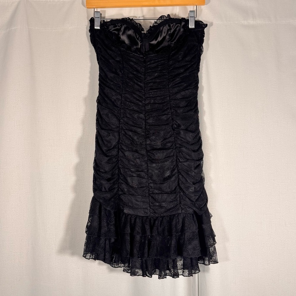 Bebe Y2K Black Lace Strapless Mini Dress - Picture 3 of 8